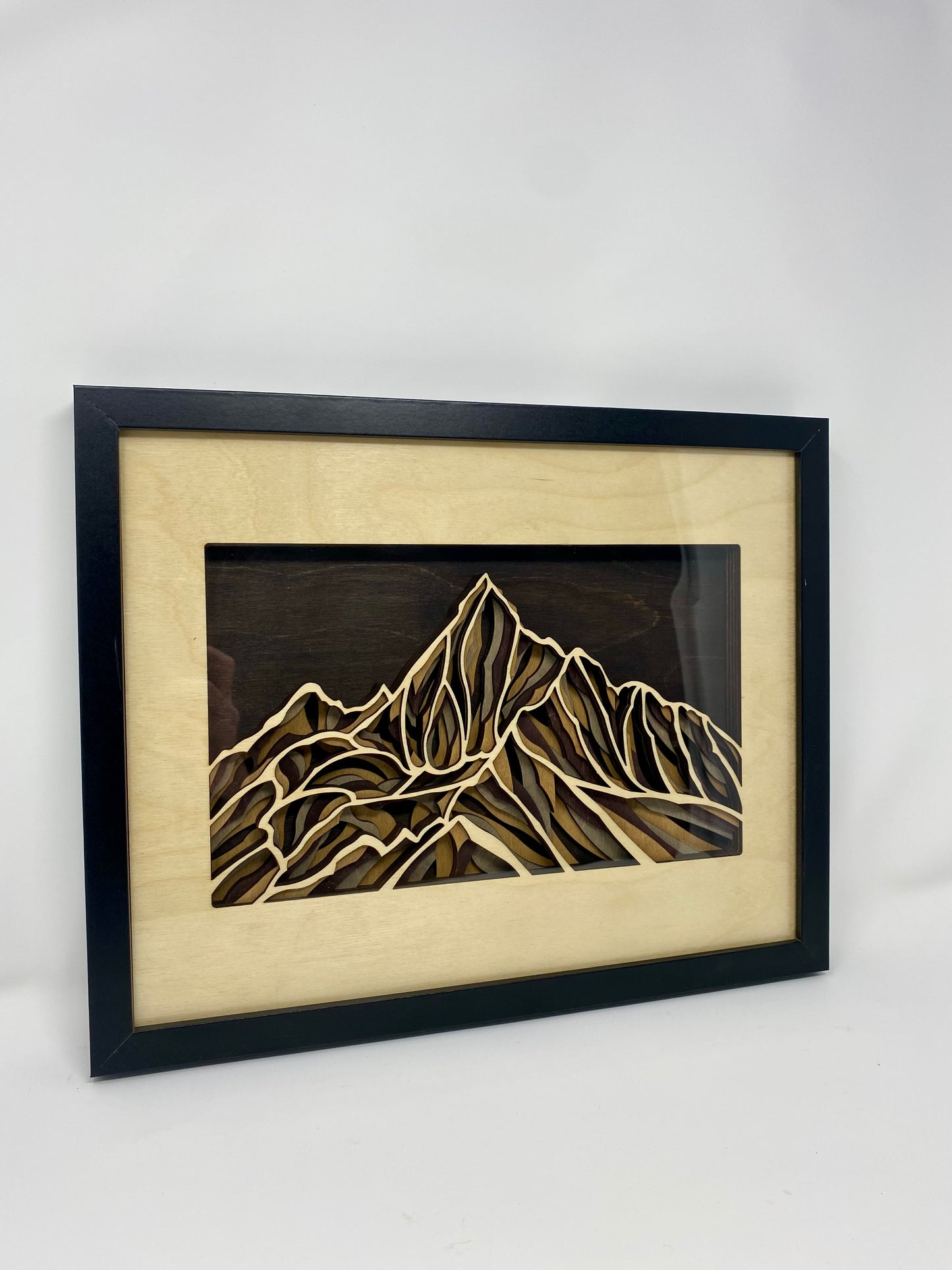 Framed Layered Mountain Wall Art - Stained